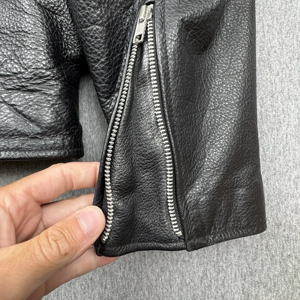 Wilsons Leather Lined Motorcycle Biker Jacket Black Men's Sz M Asymmetrical Zip